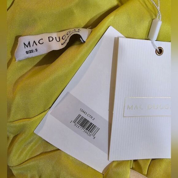 Mac Duggal 12443 Sleeveless Faux Wrap Draped Gown NWT size 2 Chartreuse - Picture 7 of 7